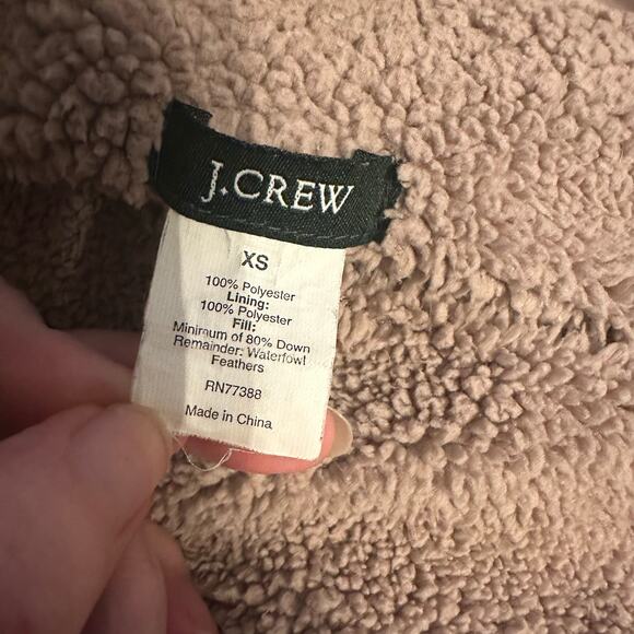 J Crew Women's Down Filled Puffer Vest with Sherpa Lining Beige XS - Picture 8 of 10